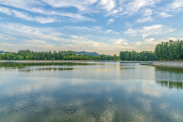 青州南阳湖碧水蓝天风景