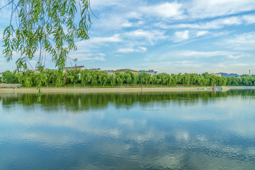 青州南阳湖碧水蓝天风景