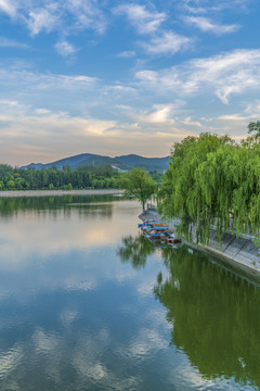 青州南阳湖碧水蓝天风景