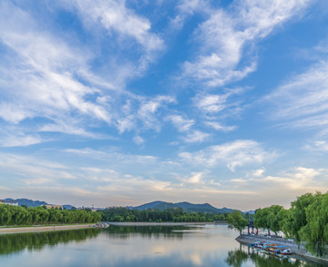 青州南阳湖碧水蓝天风景