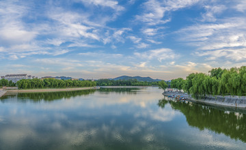 青州南阳湖碧水蓝天风景