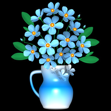 3d立體浮雕藍(lán)色花卉裝飾畫