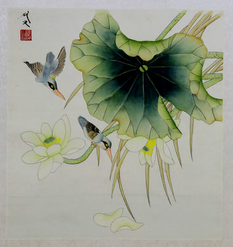 荷花水鳥(niǎo)