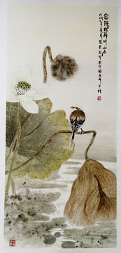 殘荷國畫