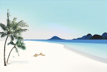 夏季旅游沙滩插画