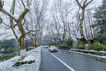 杭州西湖雪景