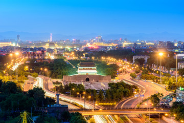 俯瞰北京中轴线永定门夜景