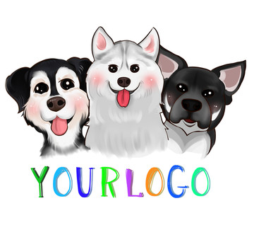 手繪小狗LOGO寵物PSD
