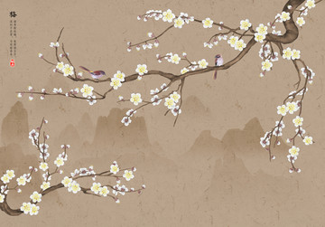 工筆花鳥圖梅花