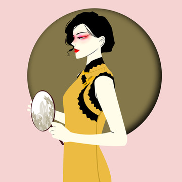 中國(guó)旗袍插畫