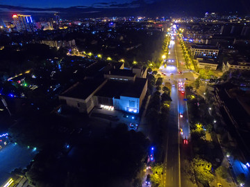 金华东市街夜景航拍