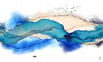 水墨画客厅电视墙水墨背景