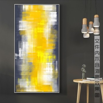 现代黄色抽象油画玄关画