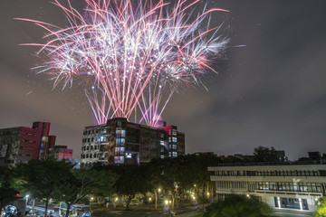 城市烟花夜景