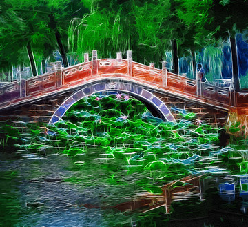 荷景油畫