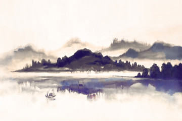 抽象山水畫創(chuàng)意水墨畫