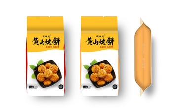 黄山烧饼牛皮纸边封袋效果图