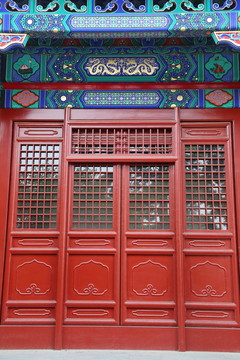 传统统中式木雕四开大红门