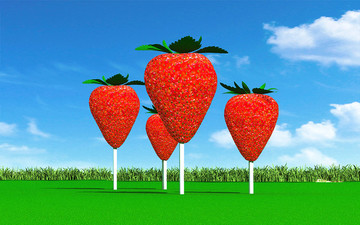 草莓文化雕塑宣传栏