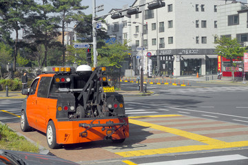 韩国街景交通事故拖车