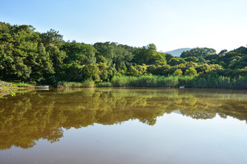 霞光湖色