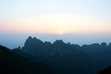 黄山景区黄山风景风光黄山日落