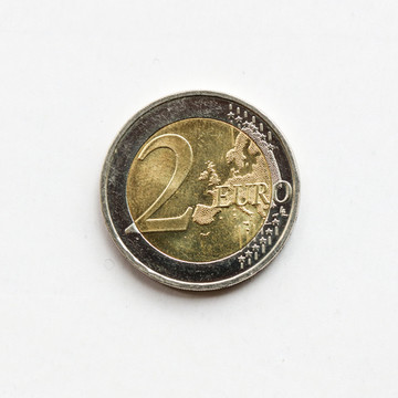 外币2欧元硬币正面