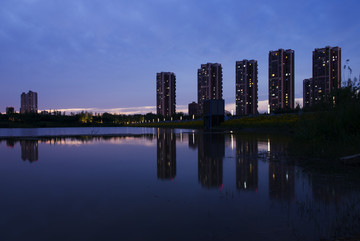 成都青龙湖湿地公园晚霞