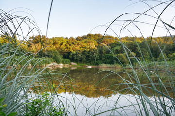 傍晚湖光美景