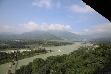 四川成都都江堰景区全景