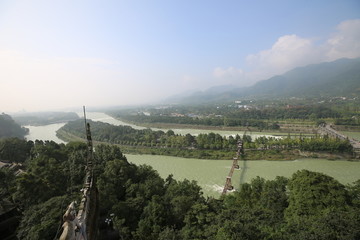 四川成都都江堰景区全景