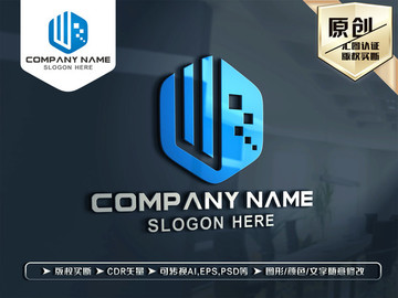 W字母科技数码LOGO设计