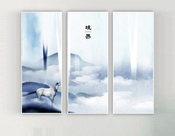 新中式风格客厅装饰无框画