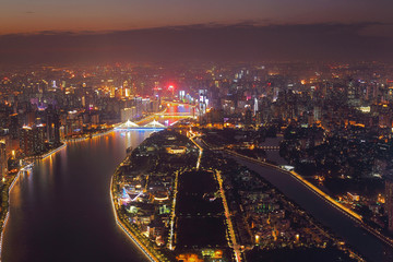 广州珠江城市风光夜景