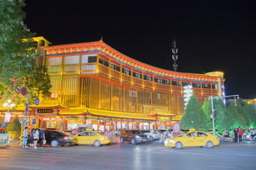 宁夏中卫仿古建筑夜景