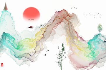 裝飾畫水墨山水