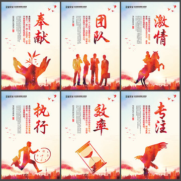 團(tuán)隊(duì)執(zhí)行奉獻(xiàn)激情效率文化墻