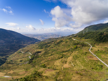 航拍云南红河开远山区风光