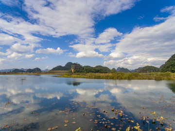 航拍云南文山丘北普者黑风景区