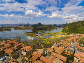 航拍云南文山丘北普者黑风景区