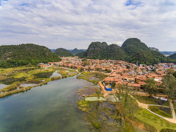 航拍云南文山丘北普者黑风景区