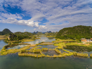 航拍云南文山丘北普者黑风景区