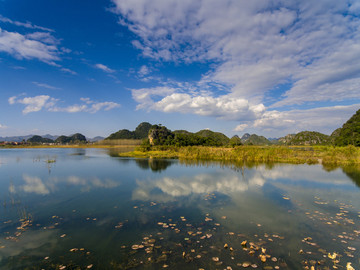 航拍云南文山丘北普者黑风景区