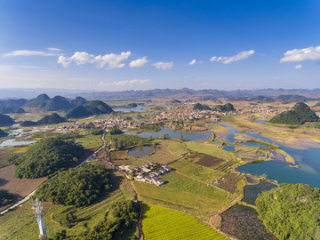 航拍云南文山丘北普者黑风景区