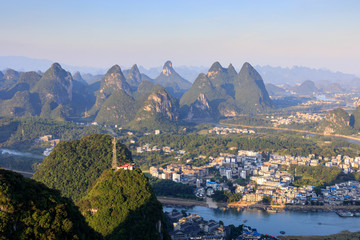 俯瞰阳朔县城全景