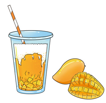 芒果果汁飲料茶水插畫