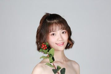 鲜花美女意境花语图