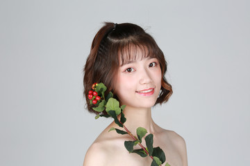 鲜花美女意境花语图