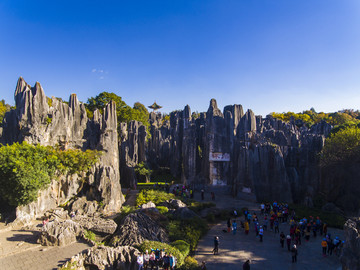 航拍云南昆明石林风景区