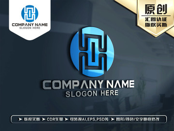 WH字母LOGO设计